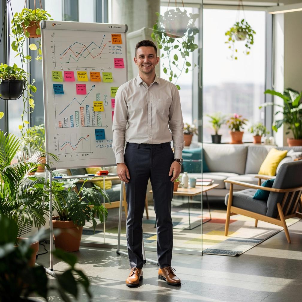 Személyes pénzügyi alapokkal foglalkozó blog oldal megnyitó képernyője pénzügyi grafikonokkal és jegyzetfüzettel.