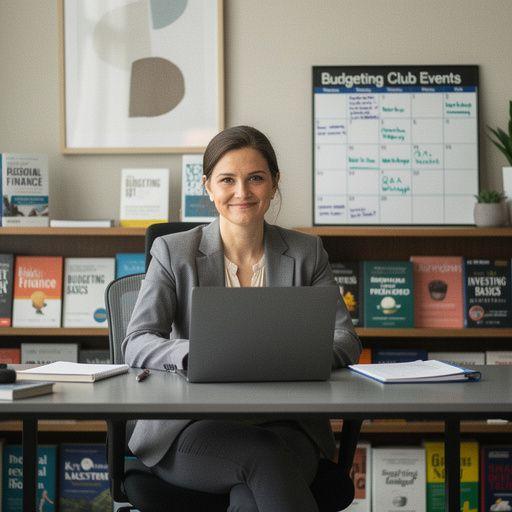 Költségvetési klub tagjai beszélgetnek körben egy asztalnál, jegyzetekkel és laptopokkal.